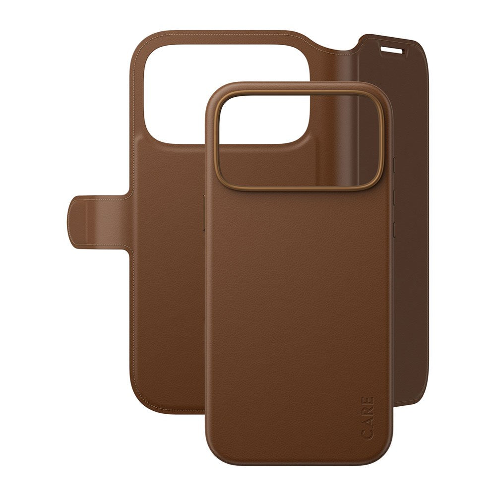 iPhone 18 Pro Max / 17 Pro Max CARE by PanzerGlass Feature Tango 2-in-1 Deksel med Lommebok - MagSafe Kompatibel - Brun