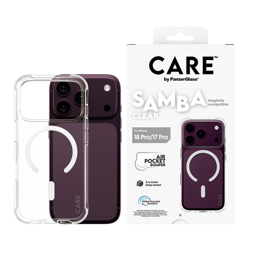 iPhone 18 Pro / 17 Pro CARE by PanzerGlass Fashionable Samba Deksel - MagSafe Kompatibel - Gjennomsiktig