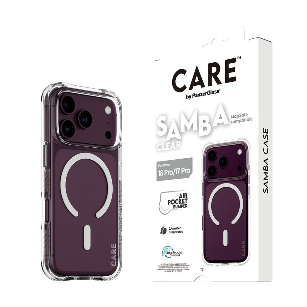 iPhone 18 Pro / 17 Pro CARE by PanzerGlass Fashionable Samba Deksel - MagSafe Kompatibel - Gjennomsiktig