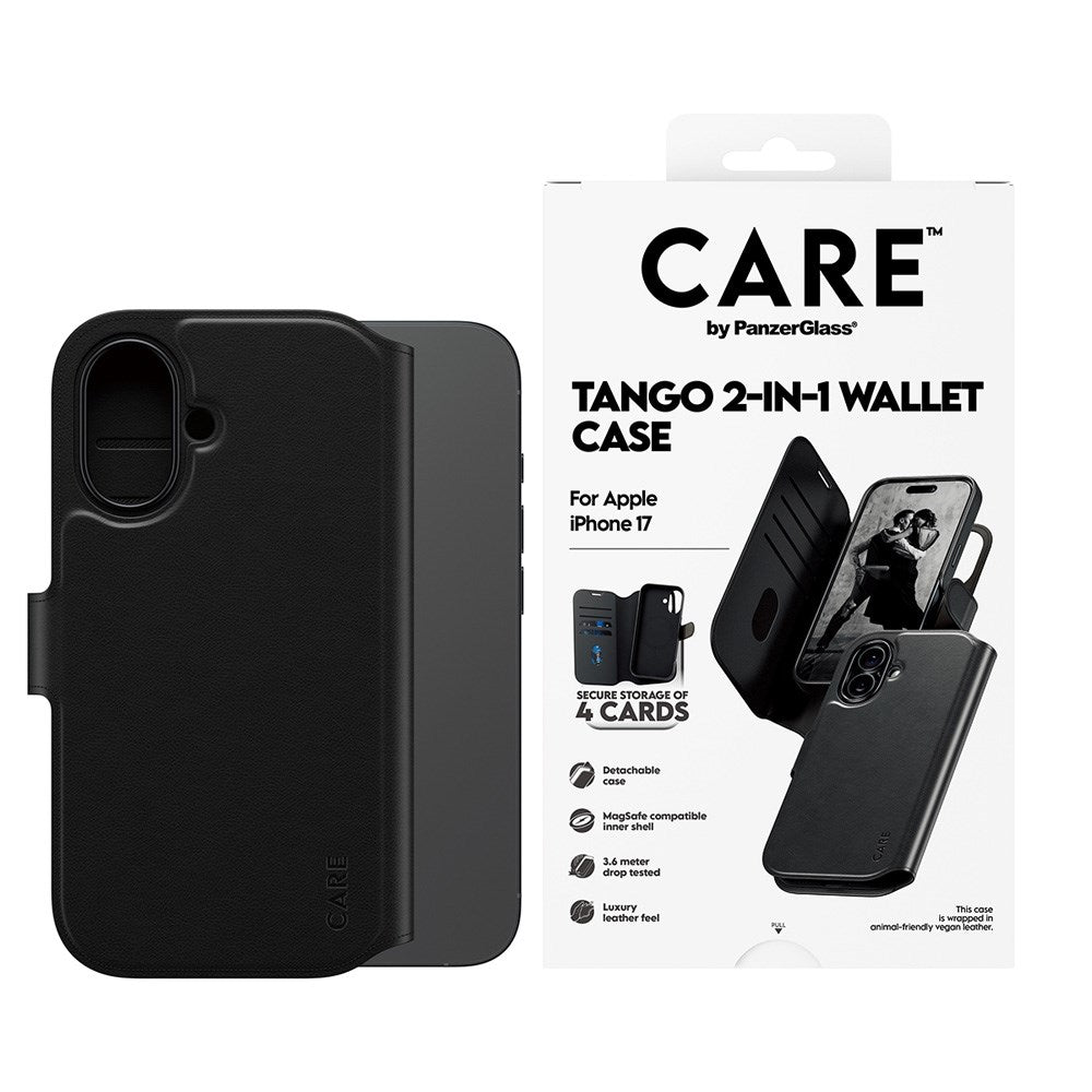 CARE by PanzerGlass iPhone 17 Feature Tango 2-in-1 Deksel med Lommebok - Svart