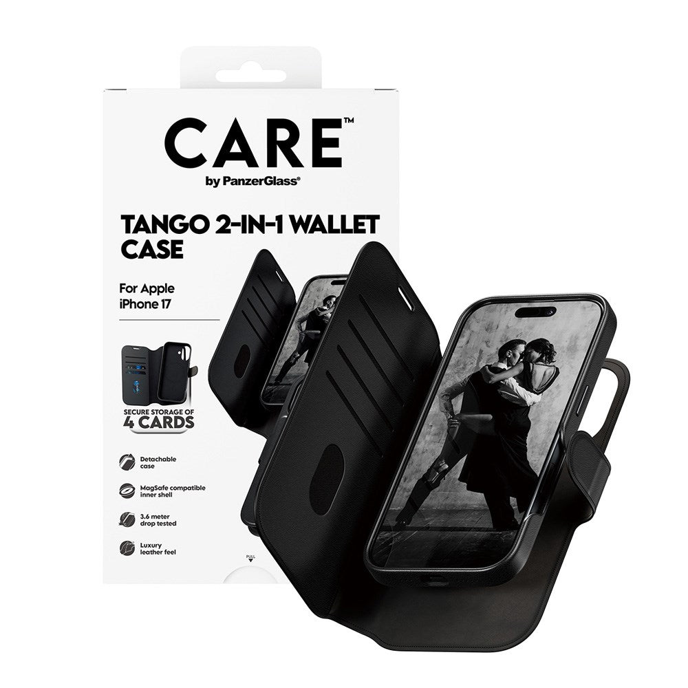 CARE by PanzerGlass iPhone 17 Feature Tango 2-in-1 Deksel med Lommebok - Svart