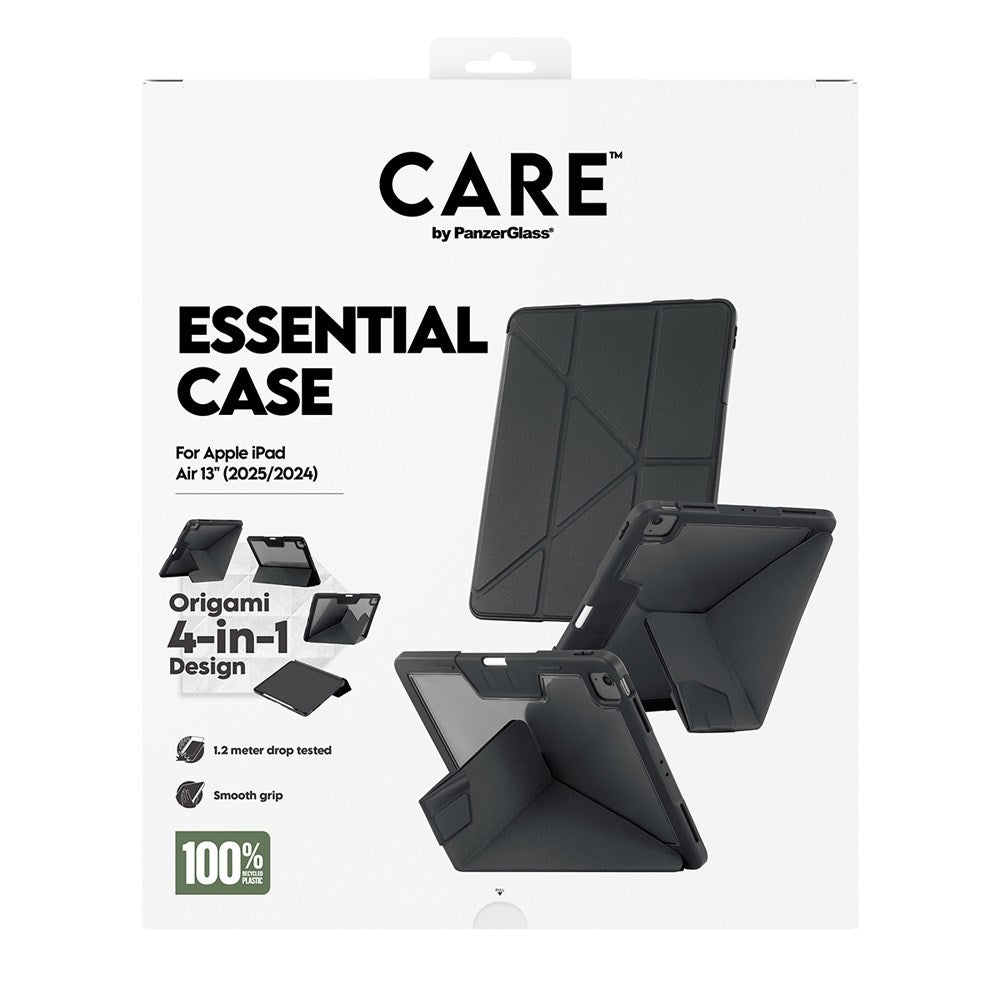 iPad Air 13" (2025 / 2024) Care by PanzerGlass Essential Case - Stående Funksjon - Svart