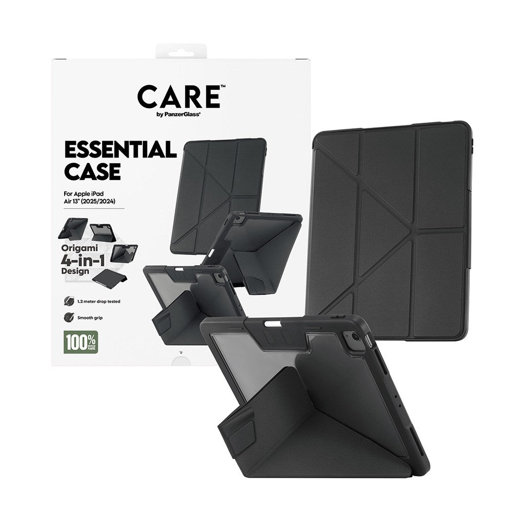 iPad Air 13" (2025 / 2024) Care by PanzerGlass Essential Case - Stående Funksjon - Svart