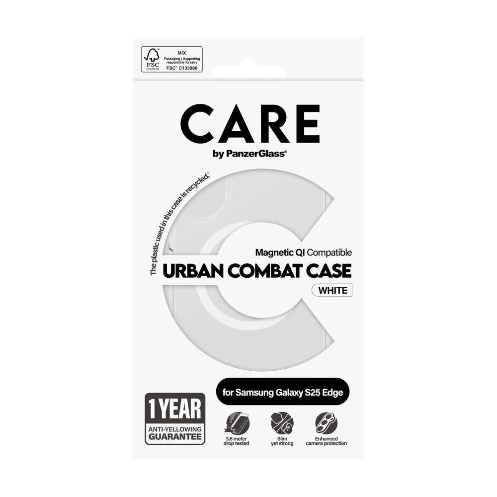 CARE by PanzerGlass Samsung Galaxy S25 Edge FLAGSHIP Urban Combat-deksel - MagSafe Kompatibel - Transparent / White