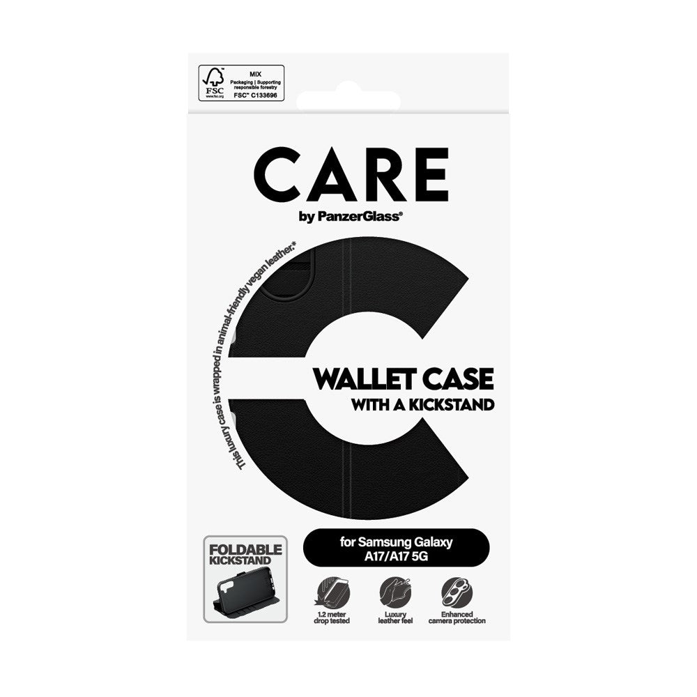 CARE by PanzerGlass Samsung Galaxy A17 (5G) Feature Wallet Case m. Stativfunksjon - Svart