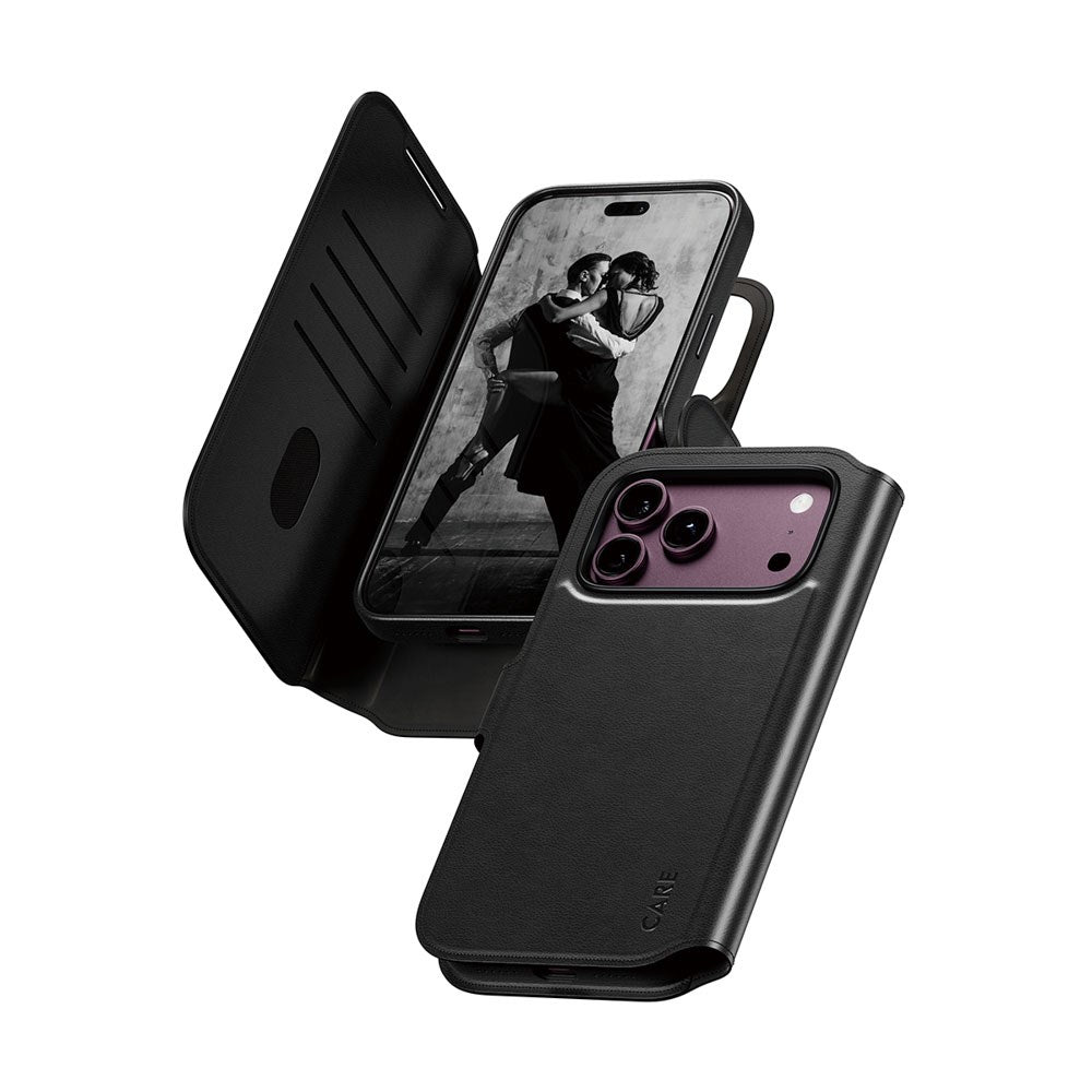 iPhone 18 Pro Max / 17 Pro Max CARE by PanzerGlass Feature Tango 2-in-1 Deksel med Lommebok - MagSafe Kompatibel - Svart