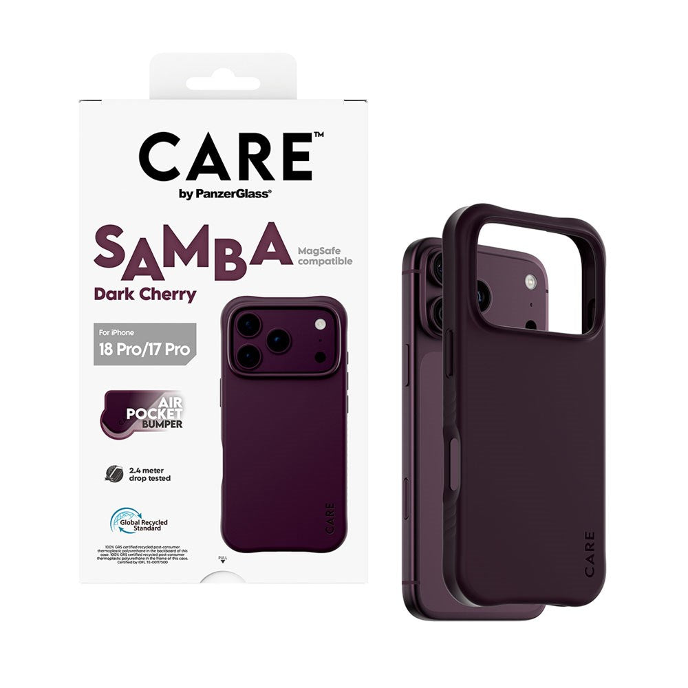 iPhone 18 Pro / 17 Pro CARE by PanzerGlass Fashionable Samba Deksel - MagSafe Kompatibel - Dark Cherry