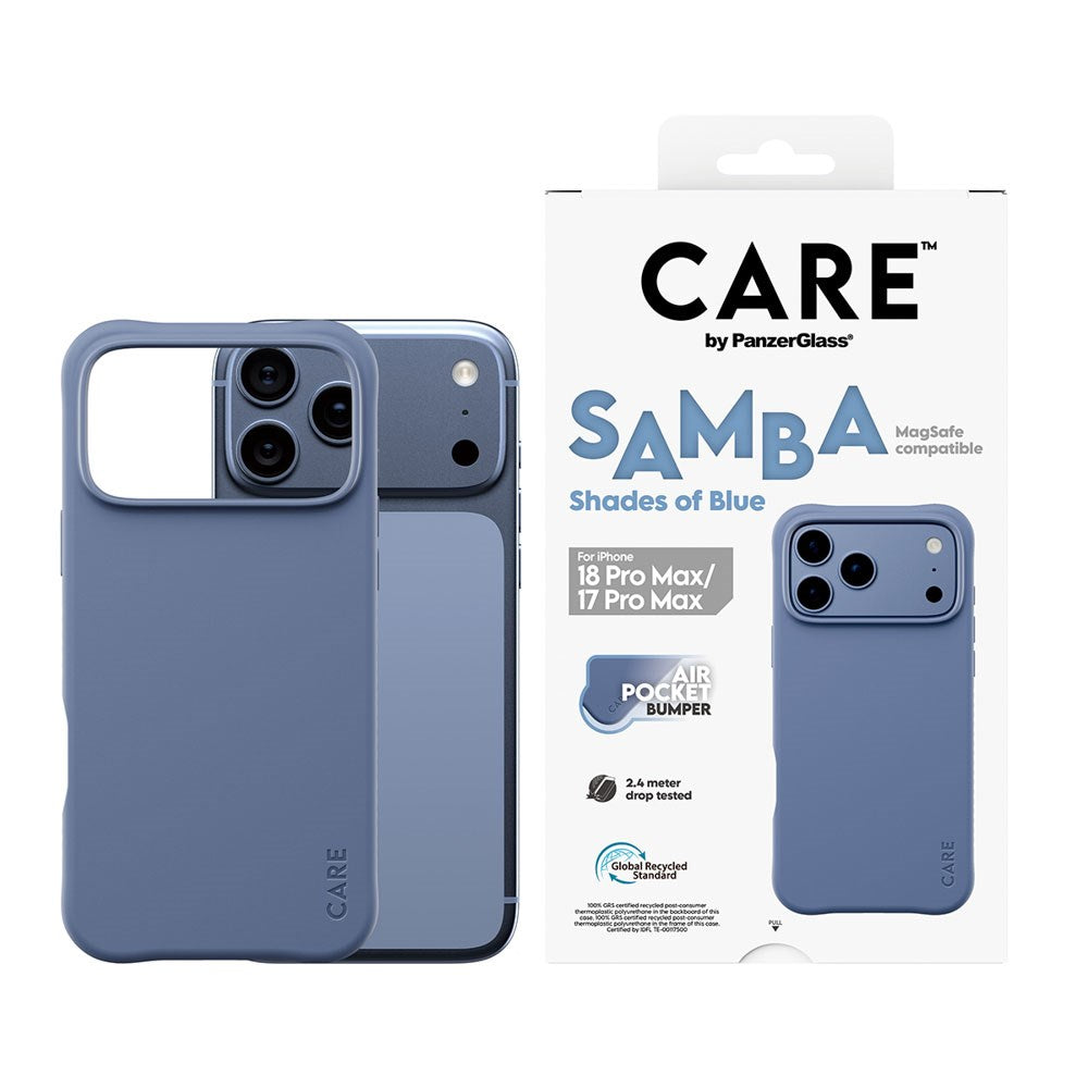 iPhone 18 Pro Max / 17 Pro Max CARE by PanzerGlass Fashionable Samba Deksel - MagSafe Kompatibel - Shades of Blue
