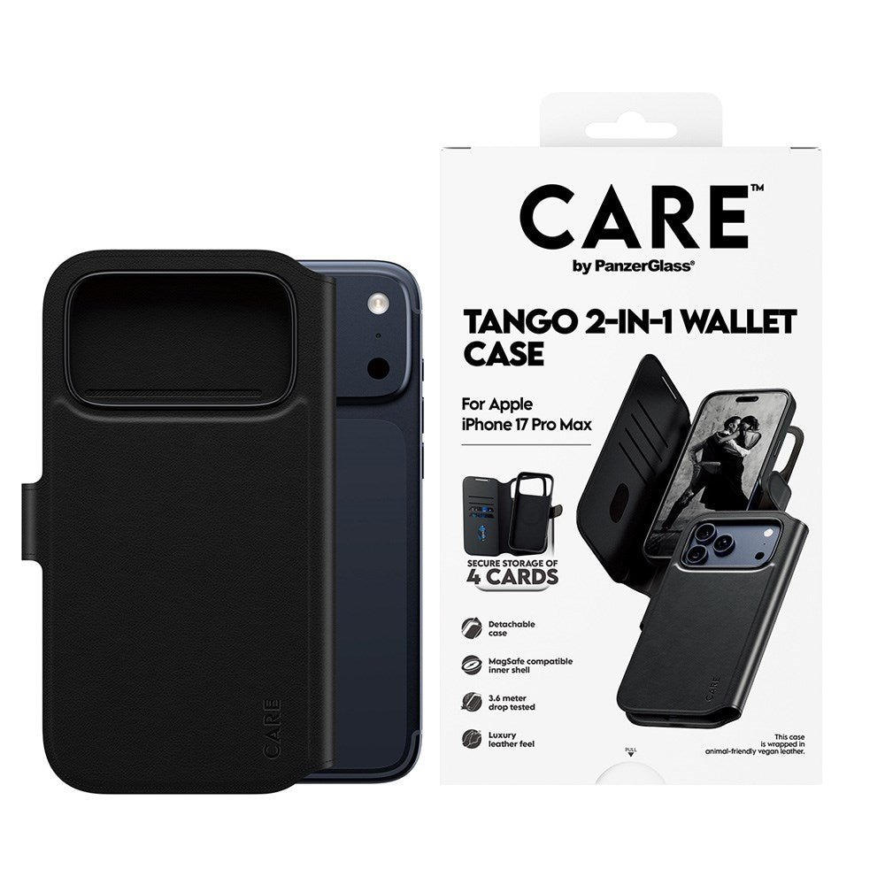 CARE by PanzerGlass iPhone 17 Pro Max Feature Tango 2-in-1 Deksel med Lommebok - Svart