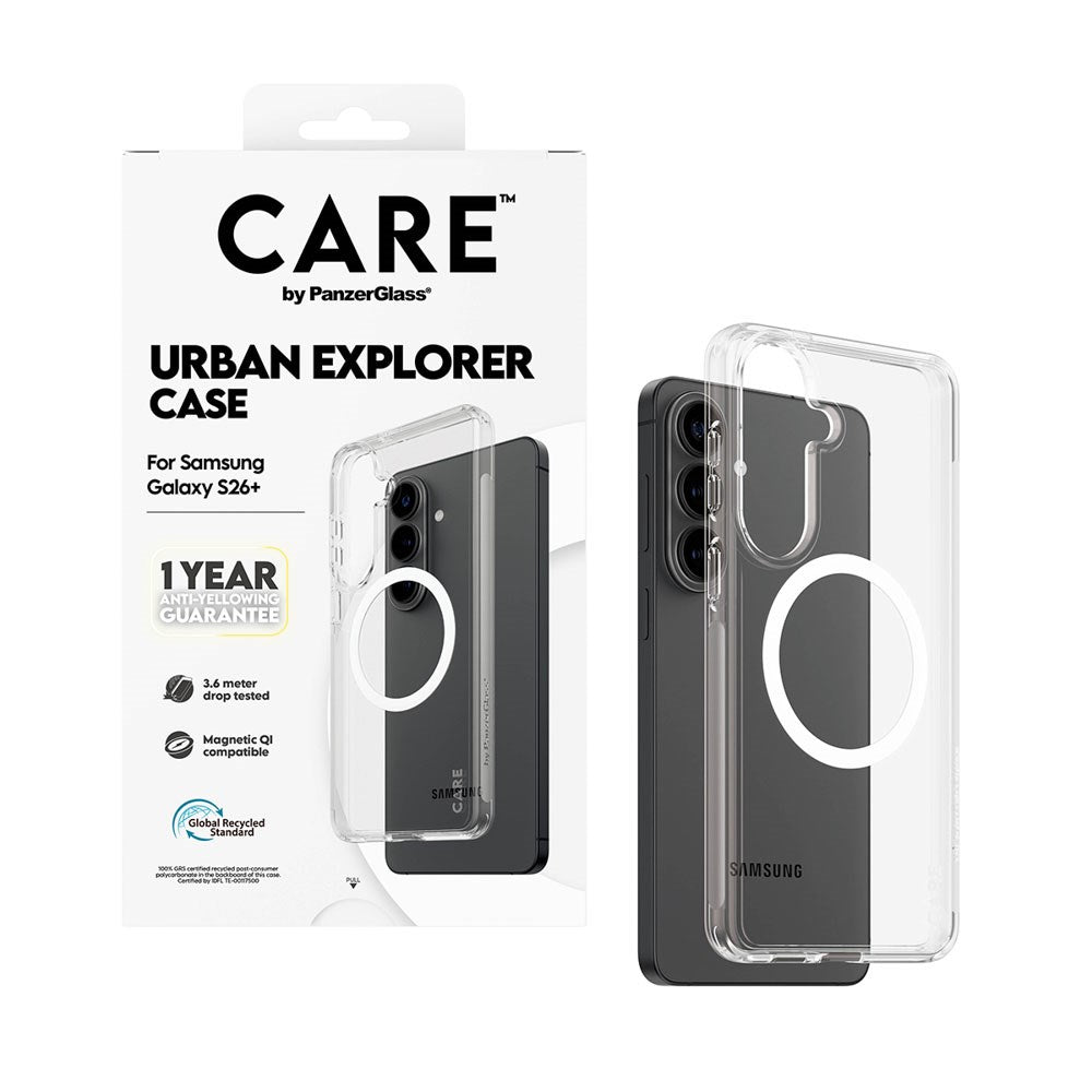 Samsung Galaxy S26+ (Plus) CARE by PanzerGlass Urban Explorer Deksel - Qi Kompatibel - Gjennomsiktig / Hvit