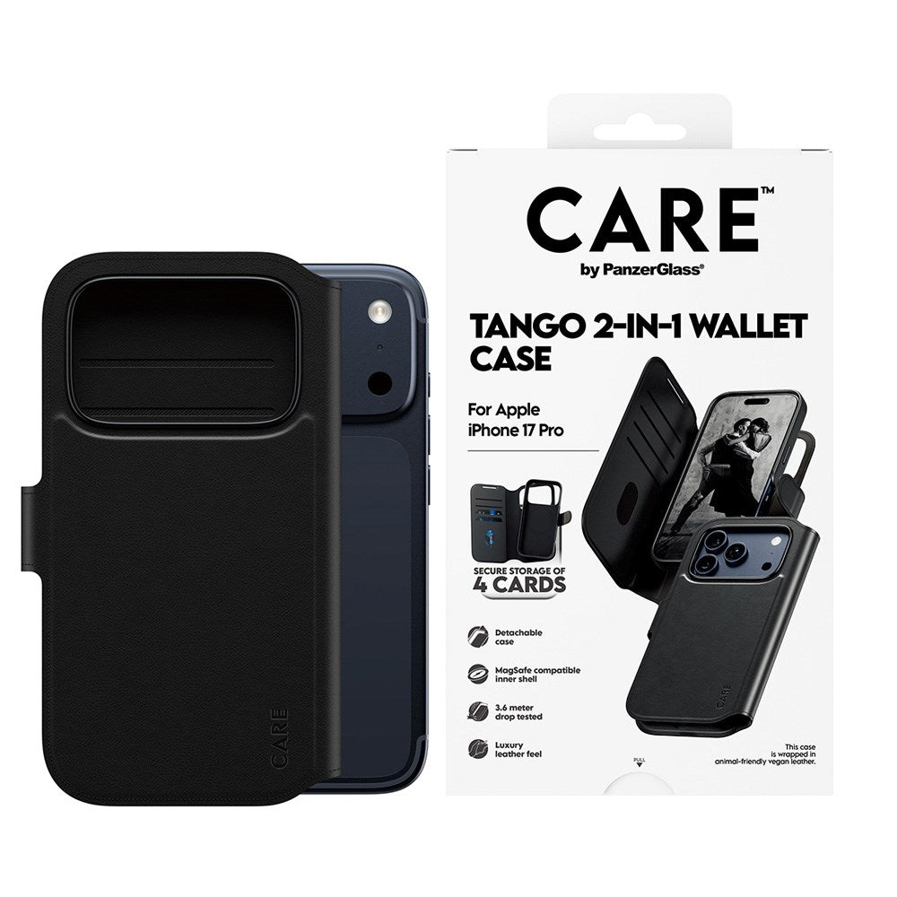 CARE by PanzerGlass iPhone 17 Pro Feature Tango 2-in-1 Deksel med Lommebok - Svart