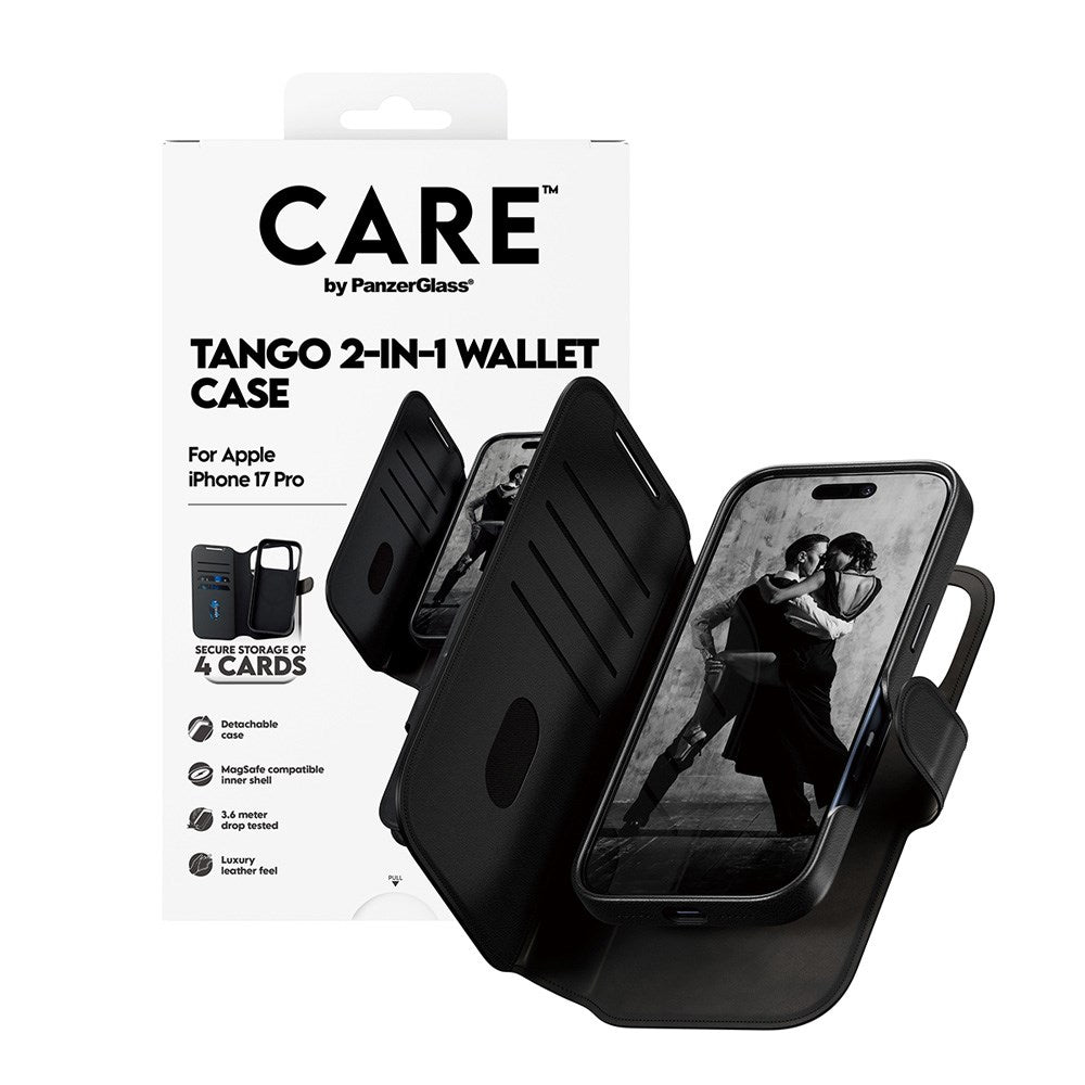 CARE by PanzerGlass iPhone 17 Pro Feature Tango 2-in-1 Deksel med Lommebok - Svart