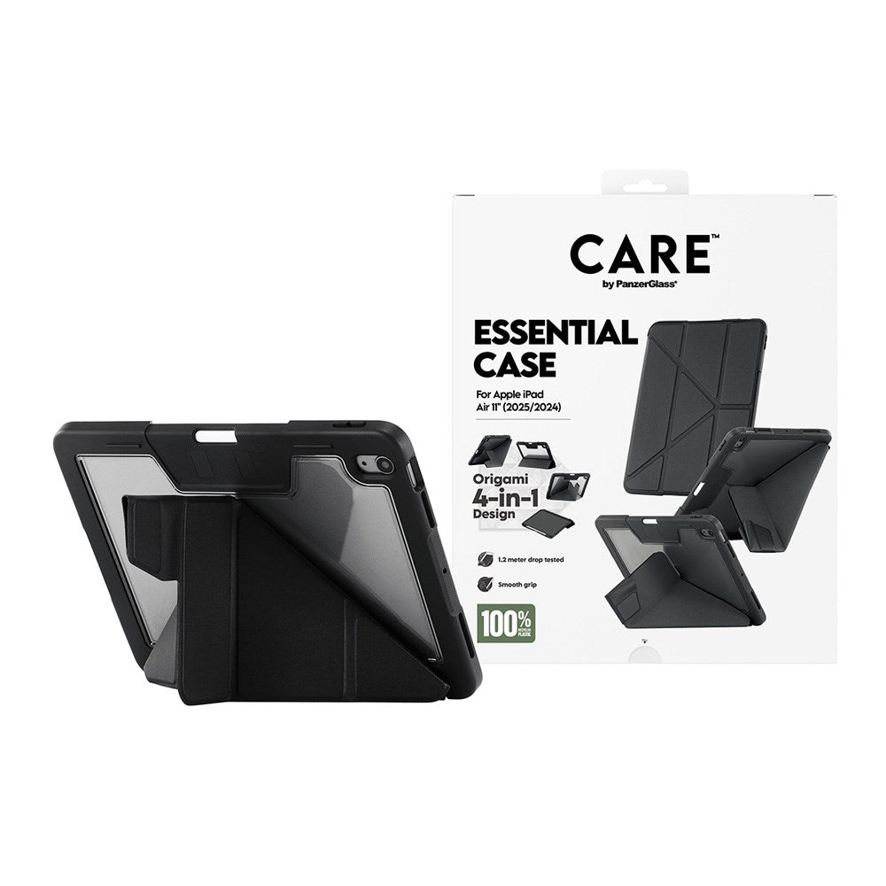 iPad Air 11" (2025 / 2024) Care by PanzerGlass Essential Case - Stående Funksjon - Svart