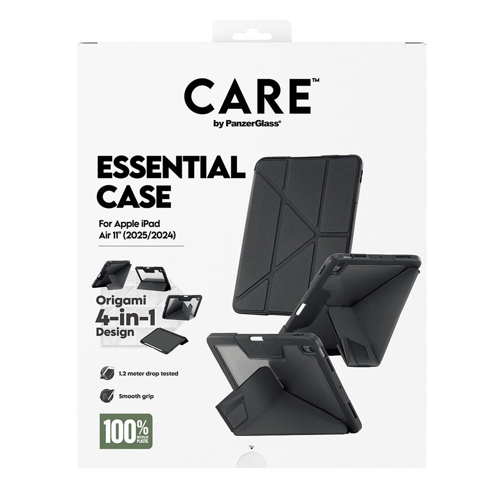 iPad Air 11" (2025 / 2024) Care by PanzerGlass Essential Case - Stående Funksjon - Svart