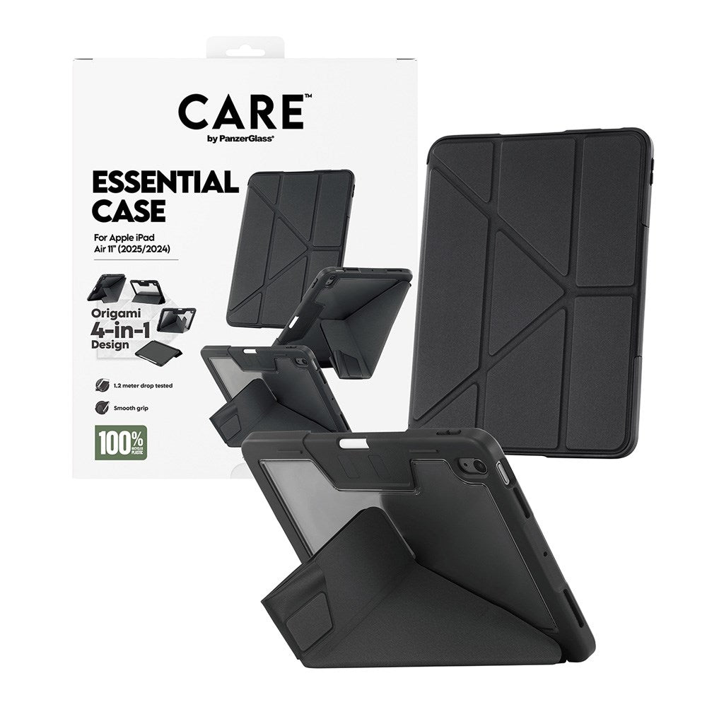 iPad Air 11" (2025 / 2024) Care by PanzerGlass Essential Case - Stående Funksjon - Svart