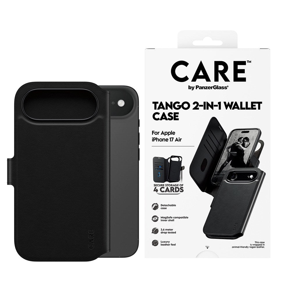 CARE by PanzerGlass iPhone Air Feature Tango 2-in-1 Deksel med Lommebok - Svart