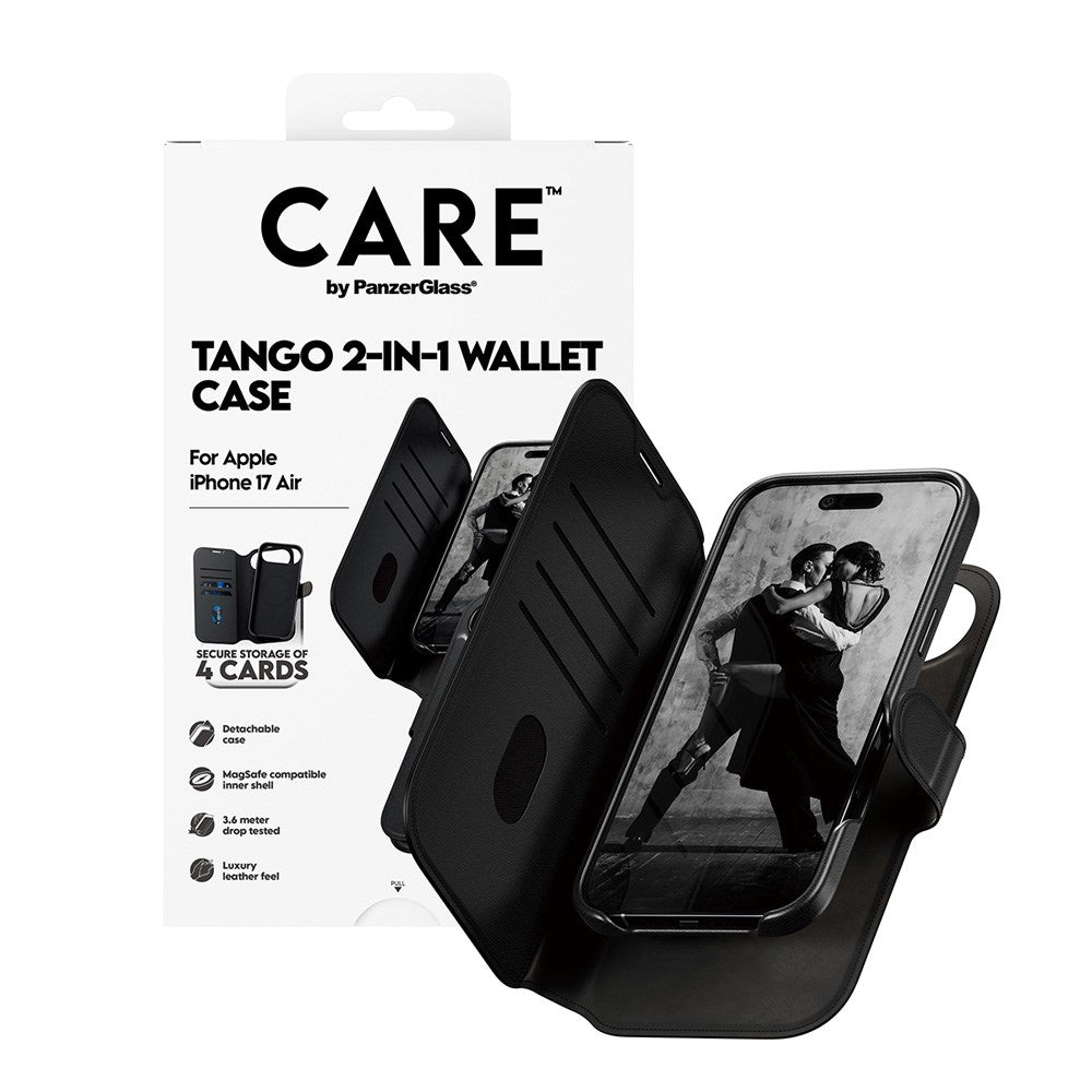 CARE by PanzerGlass iPhone Air Feature Tango 2-in-1 Deksel med Lommebok - Svart