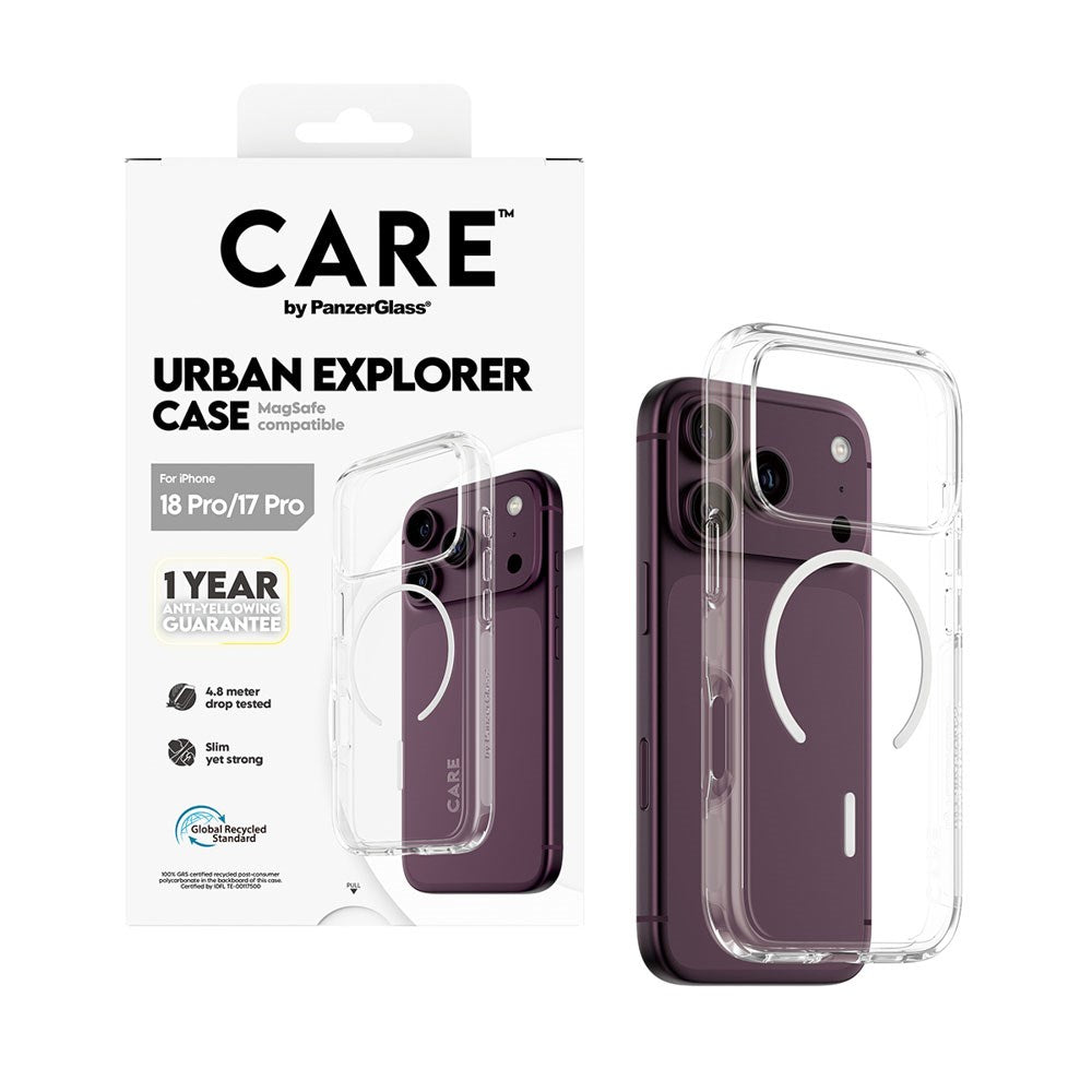iPhone 18 Pro / 17 Pro CARE by PanzerGlass FLAGSHIP Urban Explorer Deksel - MagSafe Kompatibel - Transparent / White