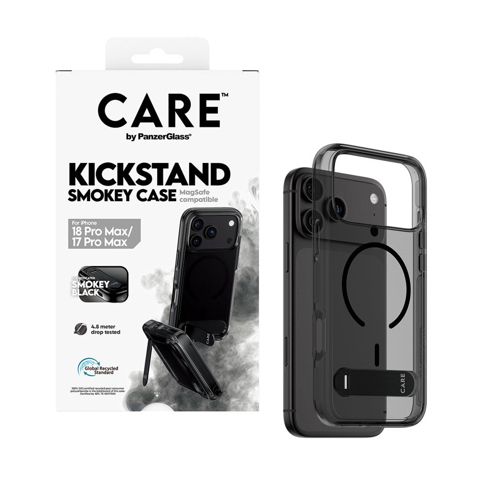 iPhone 18 Pro Max / 17 Pro Max CARE by PanzerGlass Feature Kickstand Deksel - MagSafe Kompatibel - Svart / Gjennomsiktig