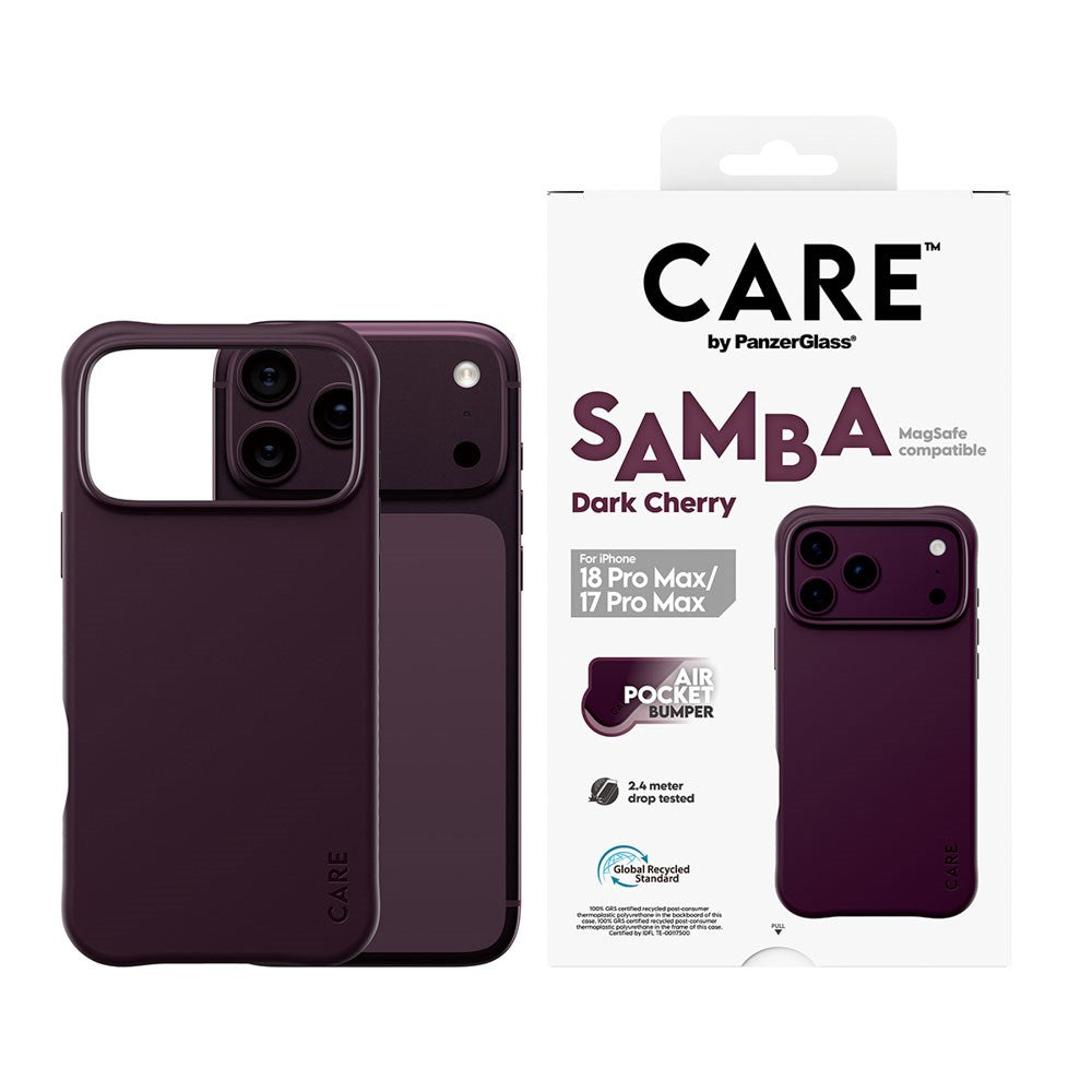 iPhone 18 Pro Max / 17 Pro Max CARE by PanzerGlass Fashionable Samba Deksel - MagSafe Kompatibel - Dark Cherry