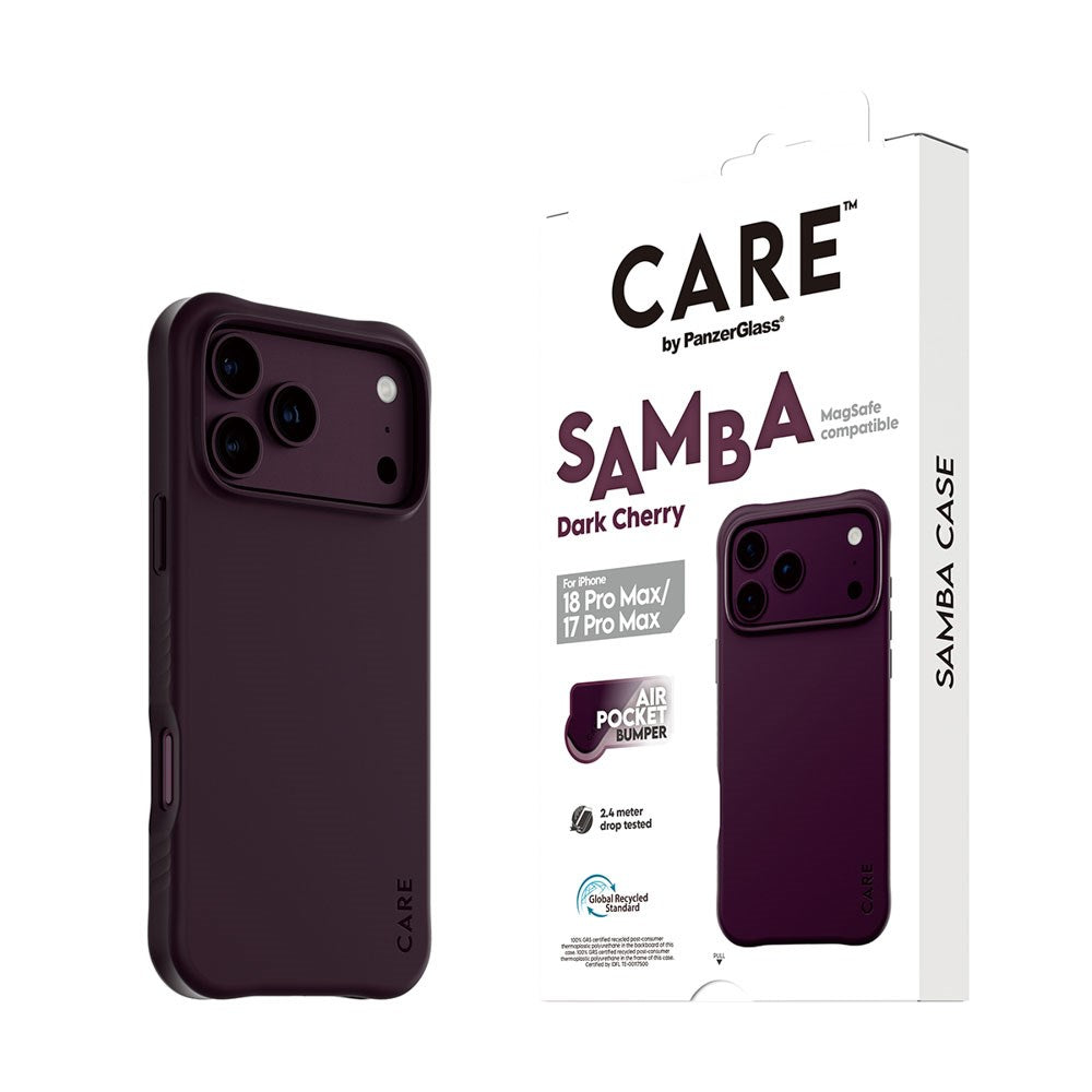 iPhone 18 Pro Max / 17 Pro Max CARE by PanzerGlass Fashionable Samba Deksel - MagSafe Kompatibel - Dark Cherry