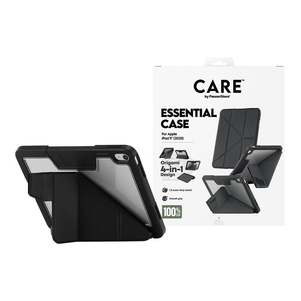 iPad 11" (2025) Care by PanzerGlass Essential Case - Stående Funksjon - Svart