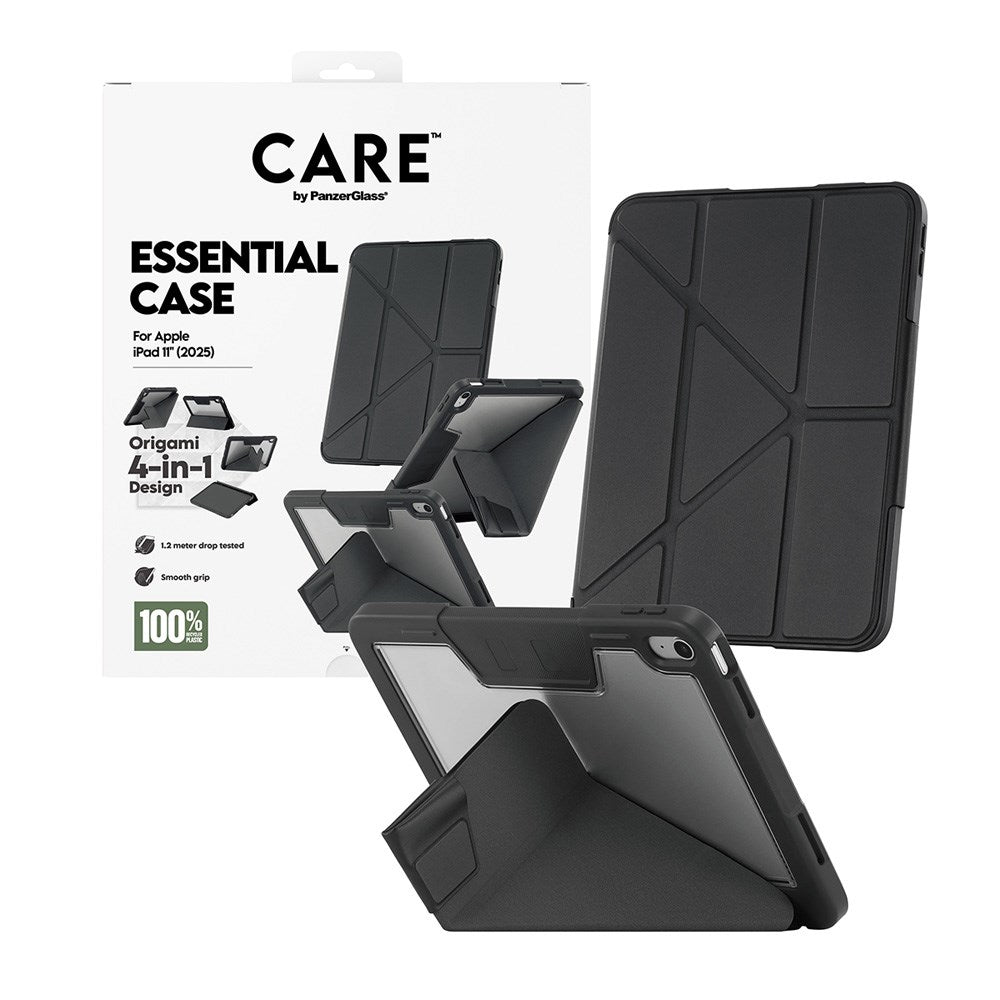 iPad 11" (2025) Care by PanzerGlass Essential Case - Stående Funksjon - Svart