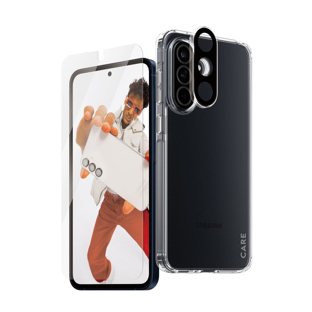 CARE by PanzerGlass Samsung Galaxy A56 (5G) 3-i-1 FLAGSHIP Bundle - Deksel / Skjermbeskyttelse (UWF) / Kamerabeskyttelse - Gjennomsiktig
