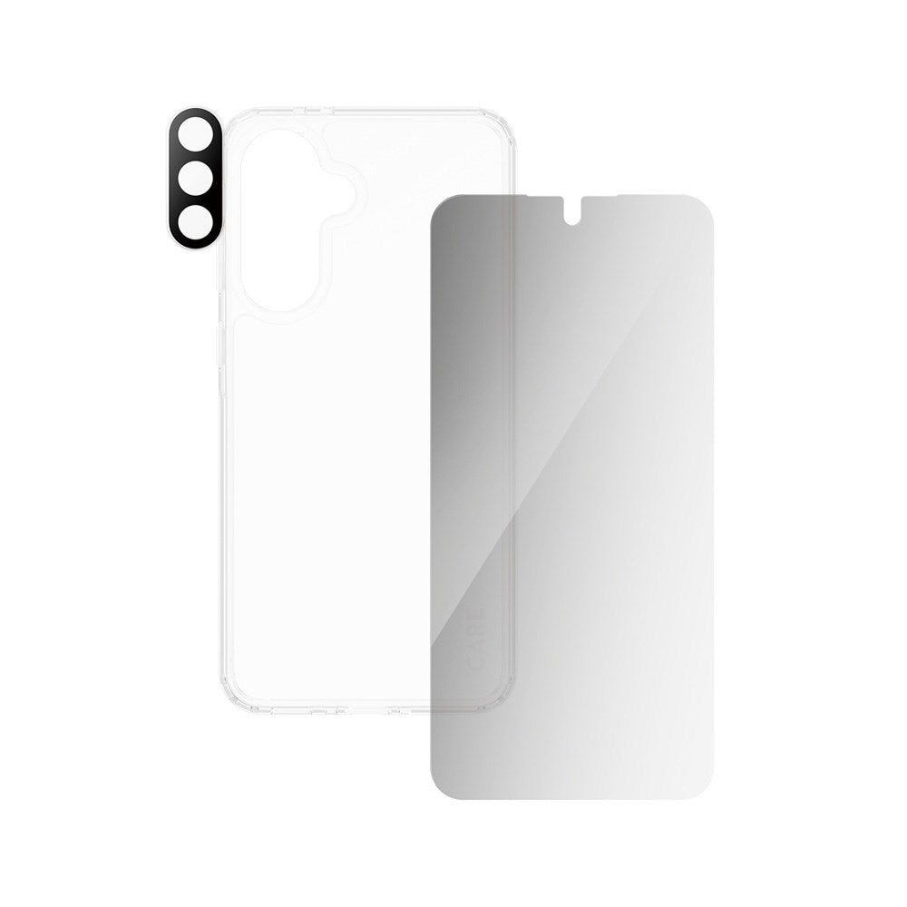 CARE by PanzerGlass Samsung Galaxy A36 (5G) 3-i-1 FLAGSHIP Bundle - Deksel / Privacy Skjermbeskyttelse (UWF) / Kamerabeskyttelse - Gjennomsiktig / Svart