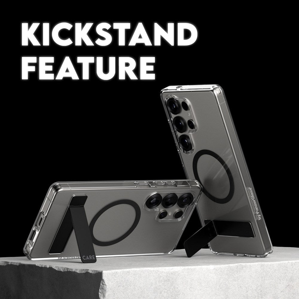 CARE by PanzerGlass Samsung Galaxy S25 Ultra Feature Kickstand Deksel - Qi Kompatibel - Transparent / Black
