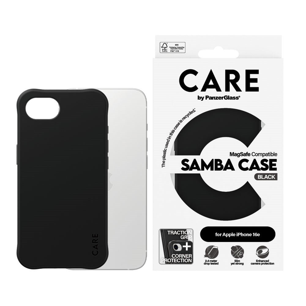CARE by PanzerGlass iPhone 16e Fashionable Samba Deksel - MagSafe Kompatibel - Svart