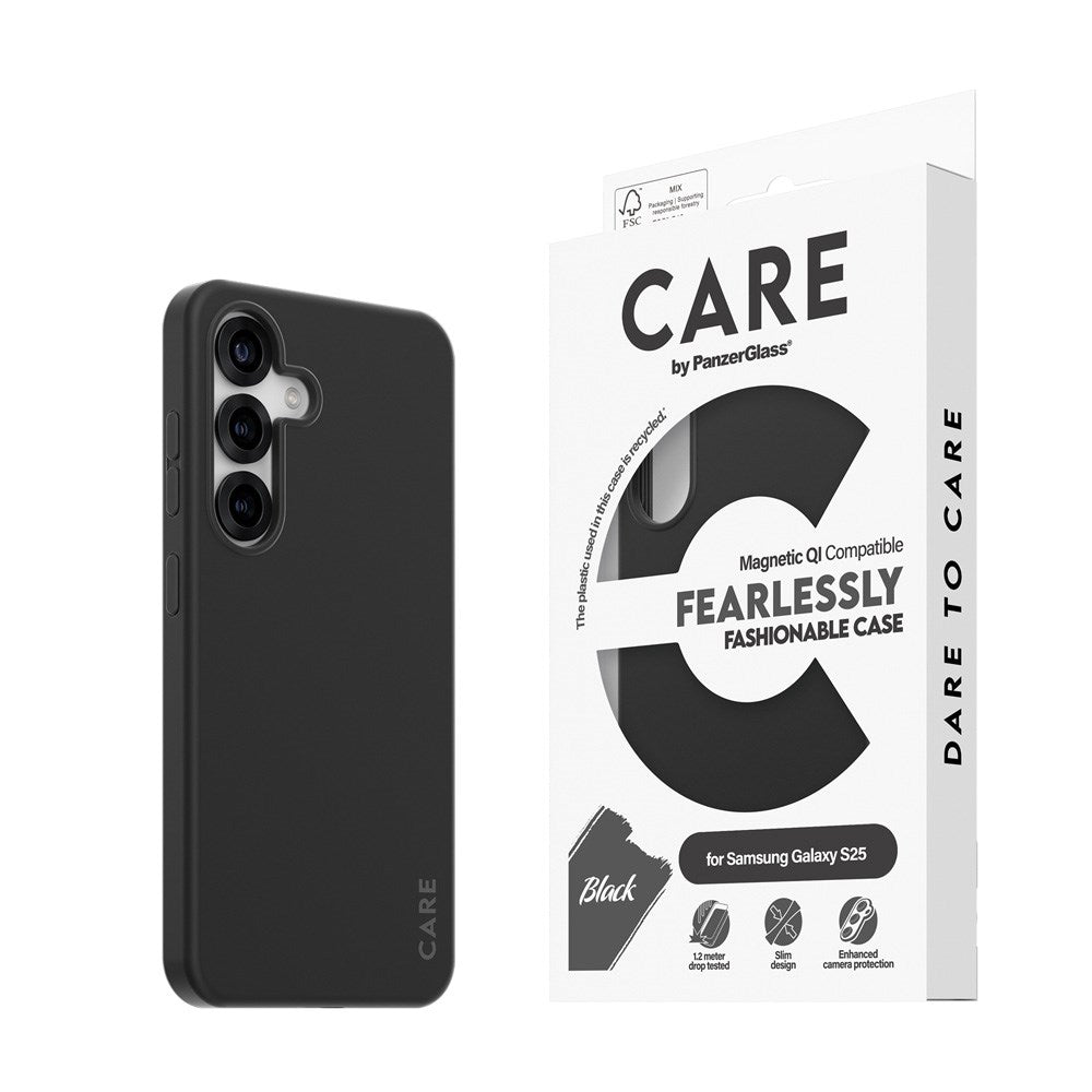 CARE by PanzerGlass Samsung Galaxy S25 FASHION Fearlessly Fashionable Deksel - QI Kompatibel - Black