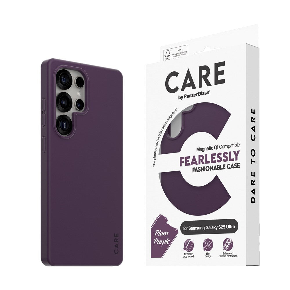 CARE by PanzerGlass Samsung Galaxy S25 Ultra FASHION Fearlessly Fashionable Deksel - QI Kompatibel - Plum Purple