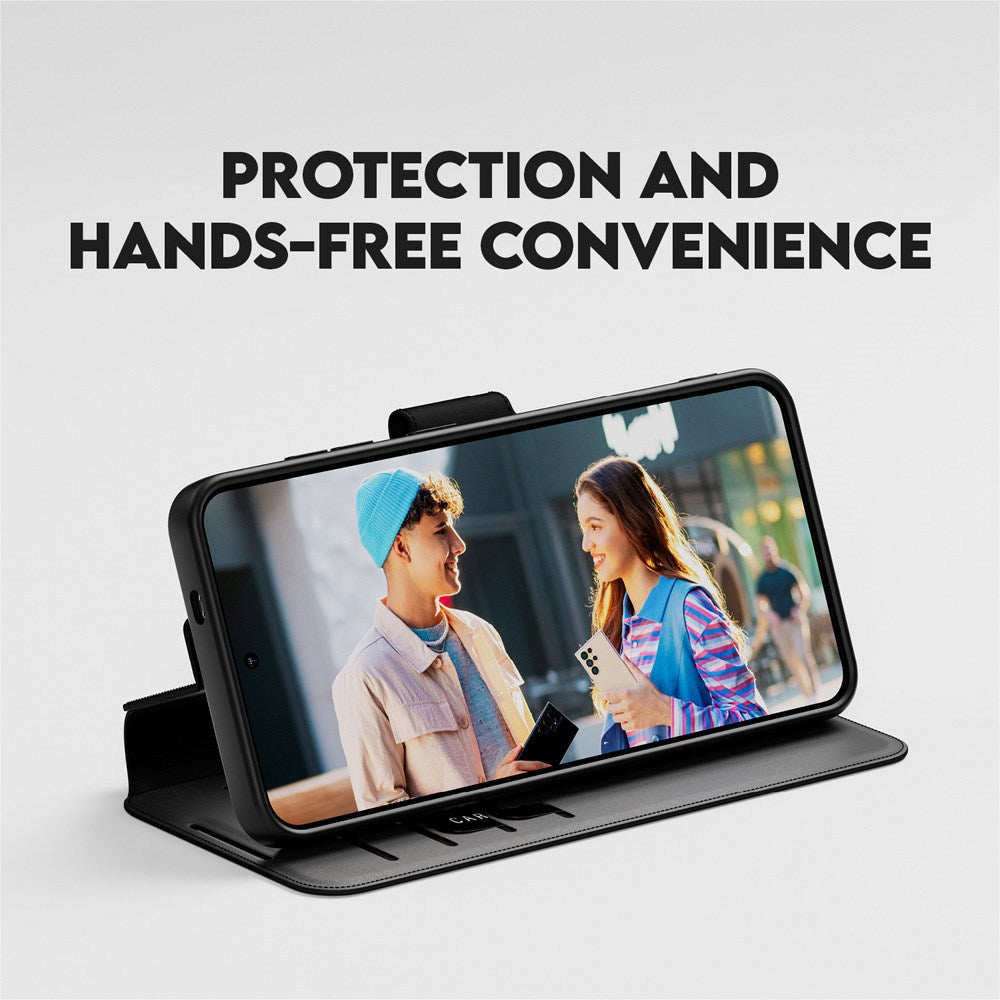 CARE by PanzerGlass Samsung Galaxy S25+ (Plus) Feature Wallet Case med Stativfunksjon - Svart