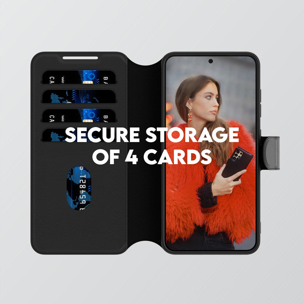 CARE by PanzerGlass Samsung Galaxy S25+ (Plus) Feature Wallet Case med Stativfunksjon - Svart