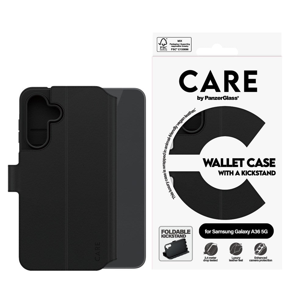 CARE by PanzerGlass Samsung Galaxy A36 (5G) Feature Wallet Case med Stativfunksjon - Svart