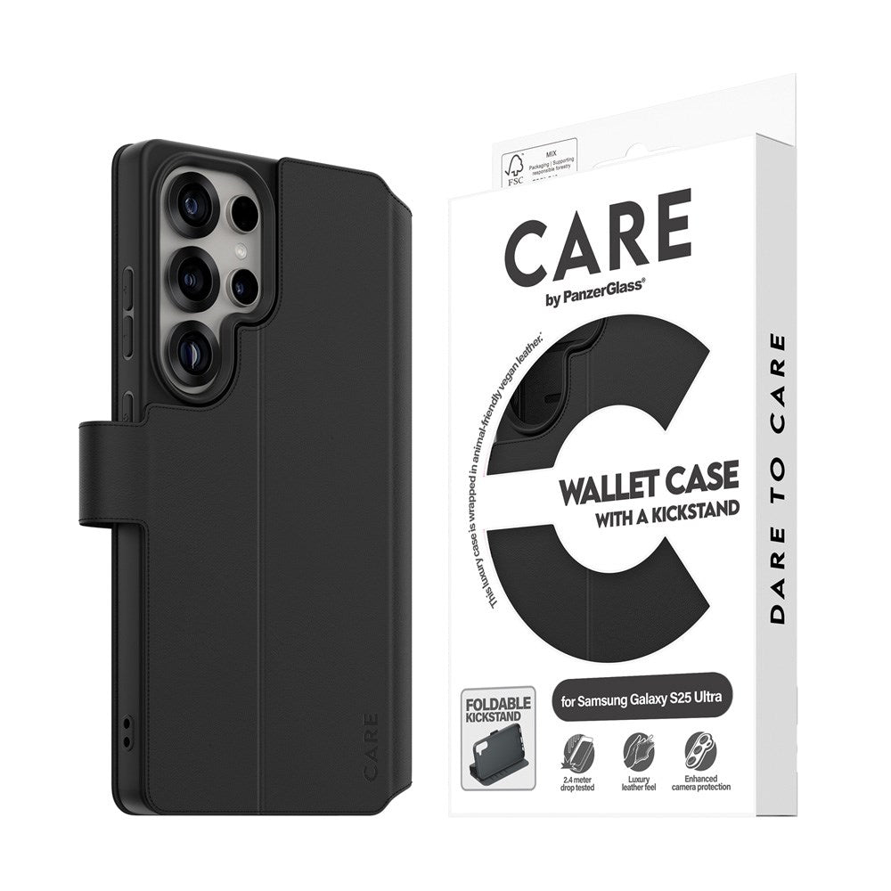 CARE by PanzerGlass Samsung Galaxy S25 Ultra Feature Wallet Case med Stativfunksjon - Svart