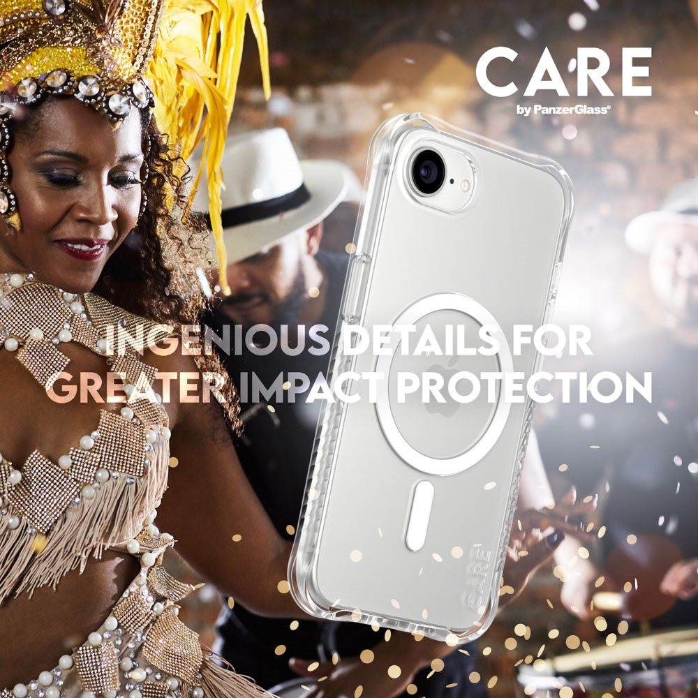 CARE by PanzerGlass iPhone 16e Fashionable Samba Deksel - MagSafe Kompatibel - Gjennomsiktig / Hvit