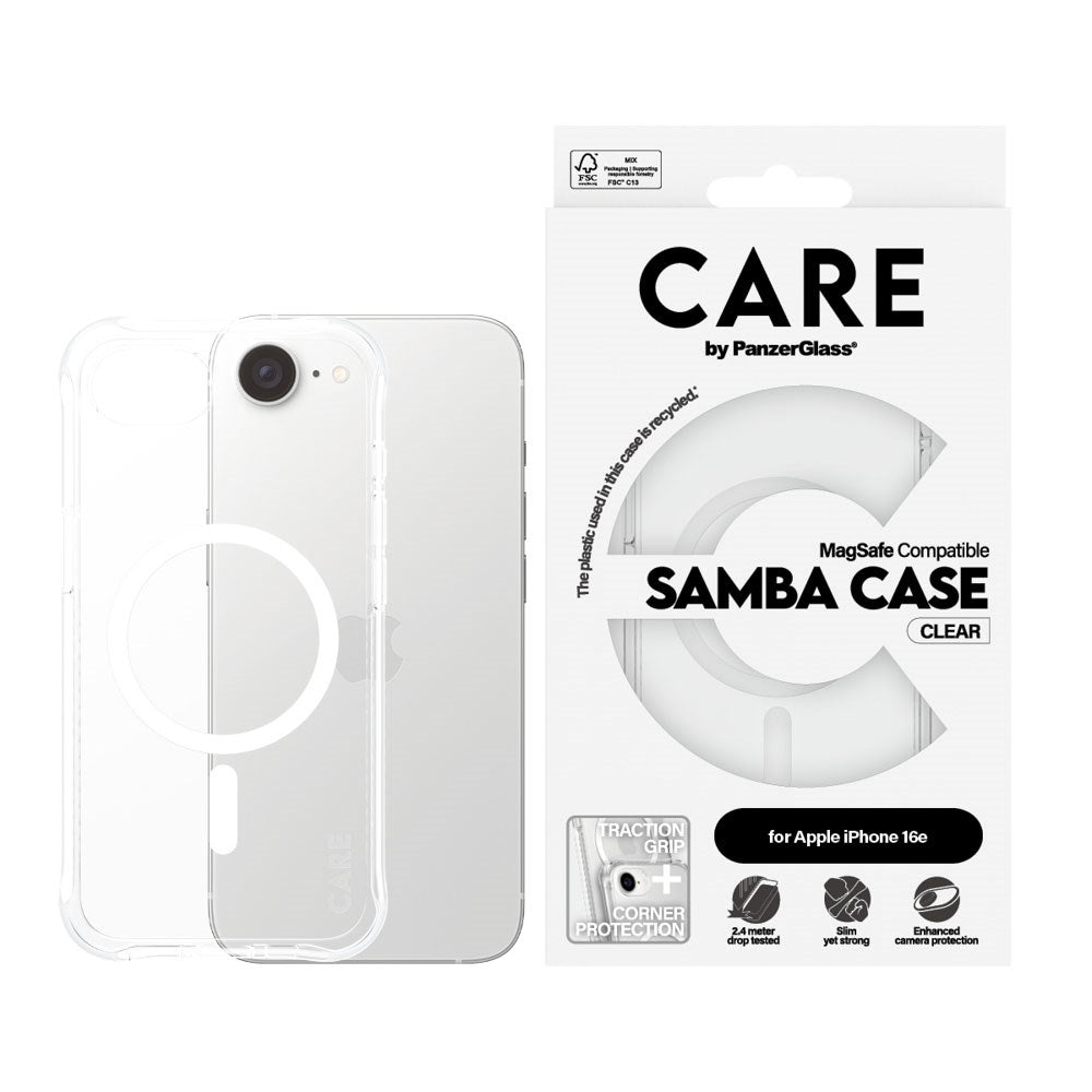 CARE by PanzerGlass iPhone 16e Fashionable Samba Deksel - MagSafe Kompatibel - Gjennomsiktig / Hvit