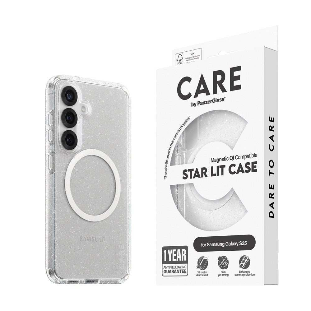 CARE by PanzerGlass Samsung Galaxy S25 FLAGSHIP Urban Combat Deksel - Qi Kompatibel - Star Lit / Hvit