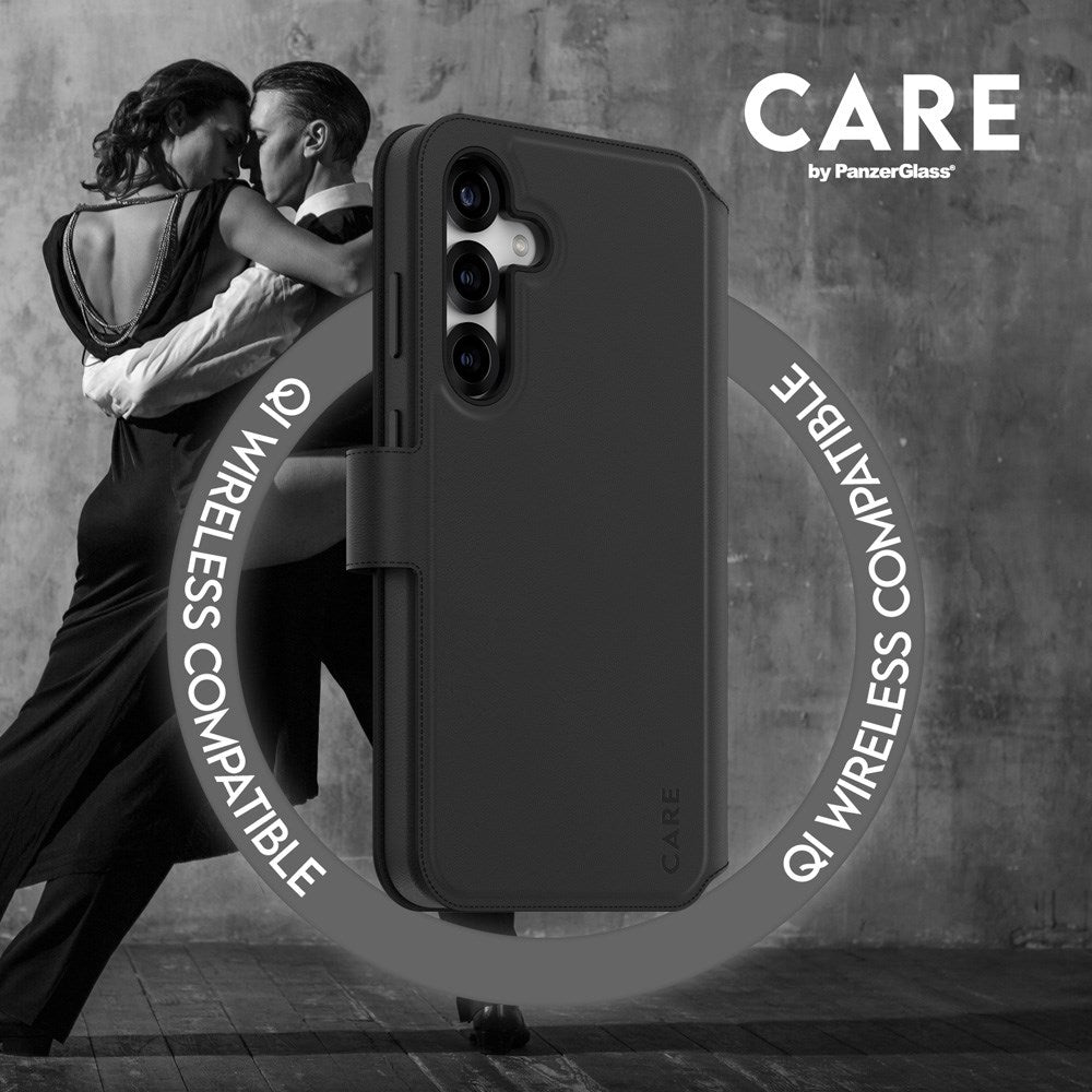 CARE by PanzerGlass Samsung Galaxy S25+ (Plus) Feature Tango 2-in-1 Deksel med Lommebok - Qi Kompatibel - Svart