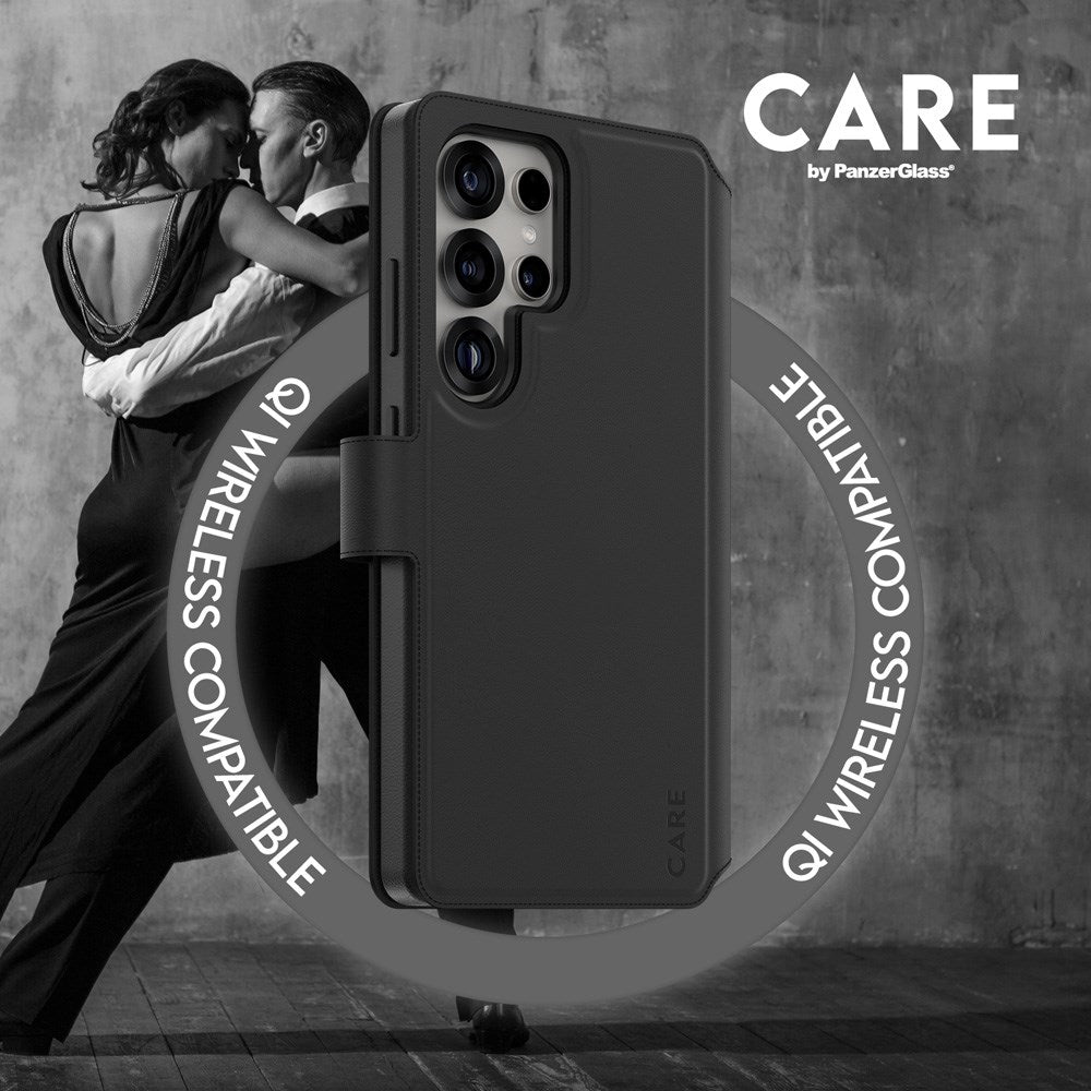 CARE by PanzerGlass Samsung Galaxy S25 Ultra Feature Tango 2-in-1 Deksel med Lommebok - Qi Kompatibel - Svart