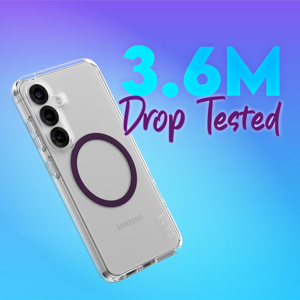 CARE by PanzerGlass Samsung Galaxy S25 FLAGSHIP Urban Combat Deksel - Qi Kompatibel -Gjennomsiktig / Plum Purple