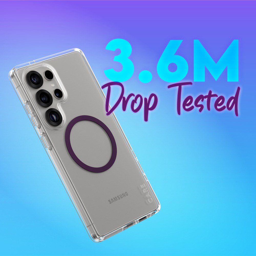 CARE by PanzerGlass Samsung Galaxy S25 Ultra FLAGSHIP Urban Combat Deksel - Qi Kompatibel -Gjennomsiktig / Plum Purple