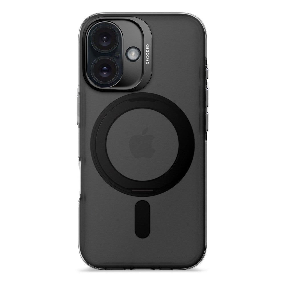 Decoded iPhone 16 Loop Stand Back Case - 100% Resirkulert Plast - MagSafe-kompatibel - Gjennomsiktig / Matt Svart