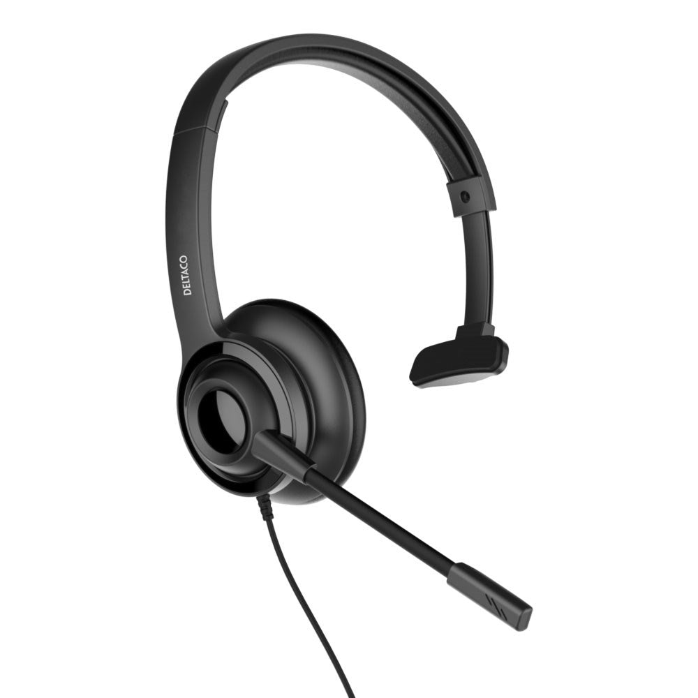 Deltaco Mono Headset m. Ledning - Svart