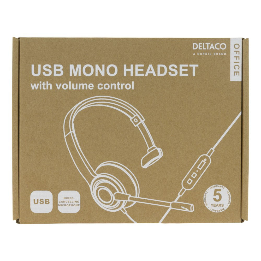 Deltaco Mono Headset m. Ledning - Svart