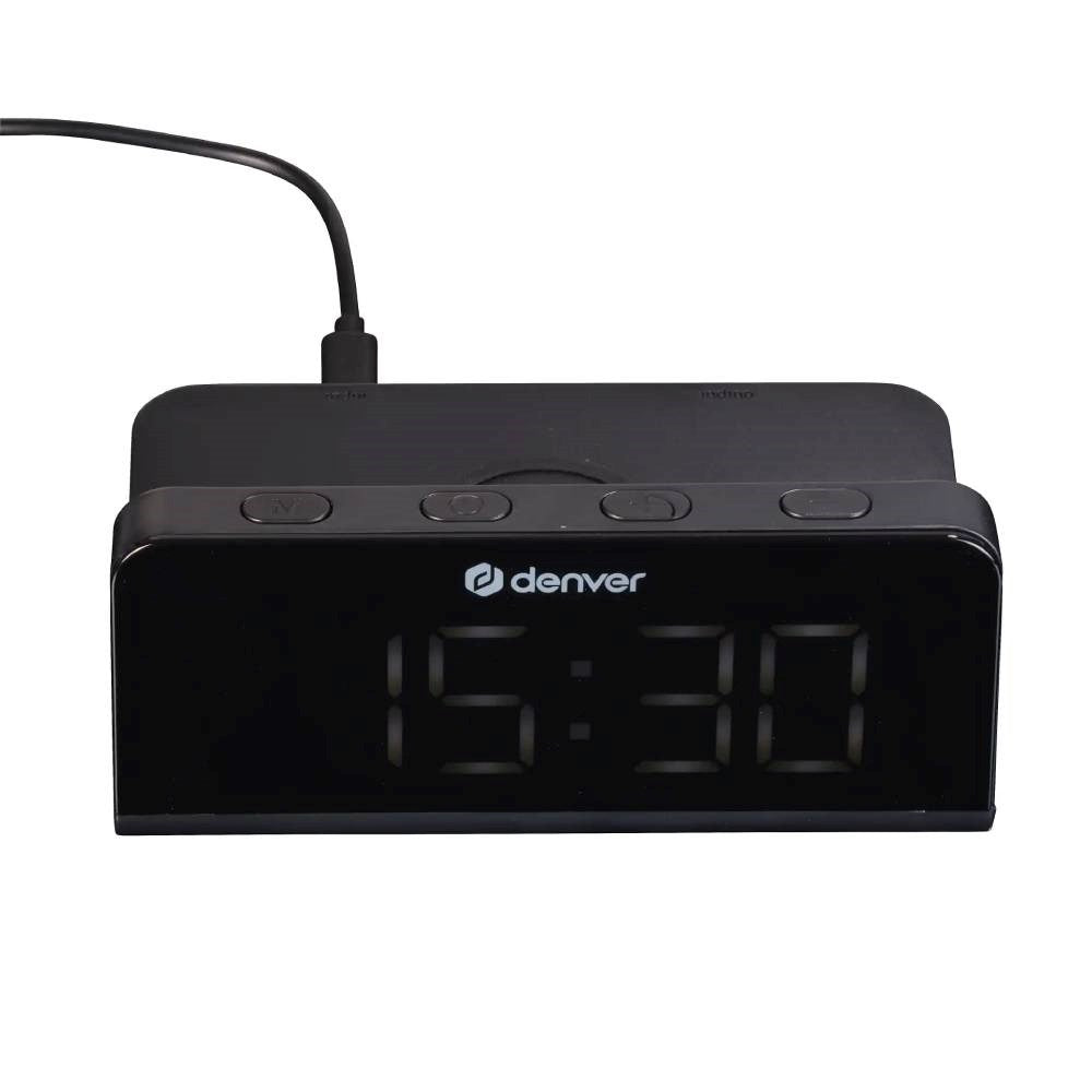 Denver ECQ-103MK2 Vekkerklokke m. Trådløs Lader - Svart