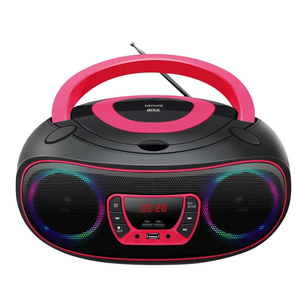 Denver TCL-212BTP Bluetooth Høyttaler m. CD-Spiller - Svart / Rosa