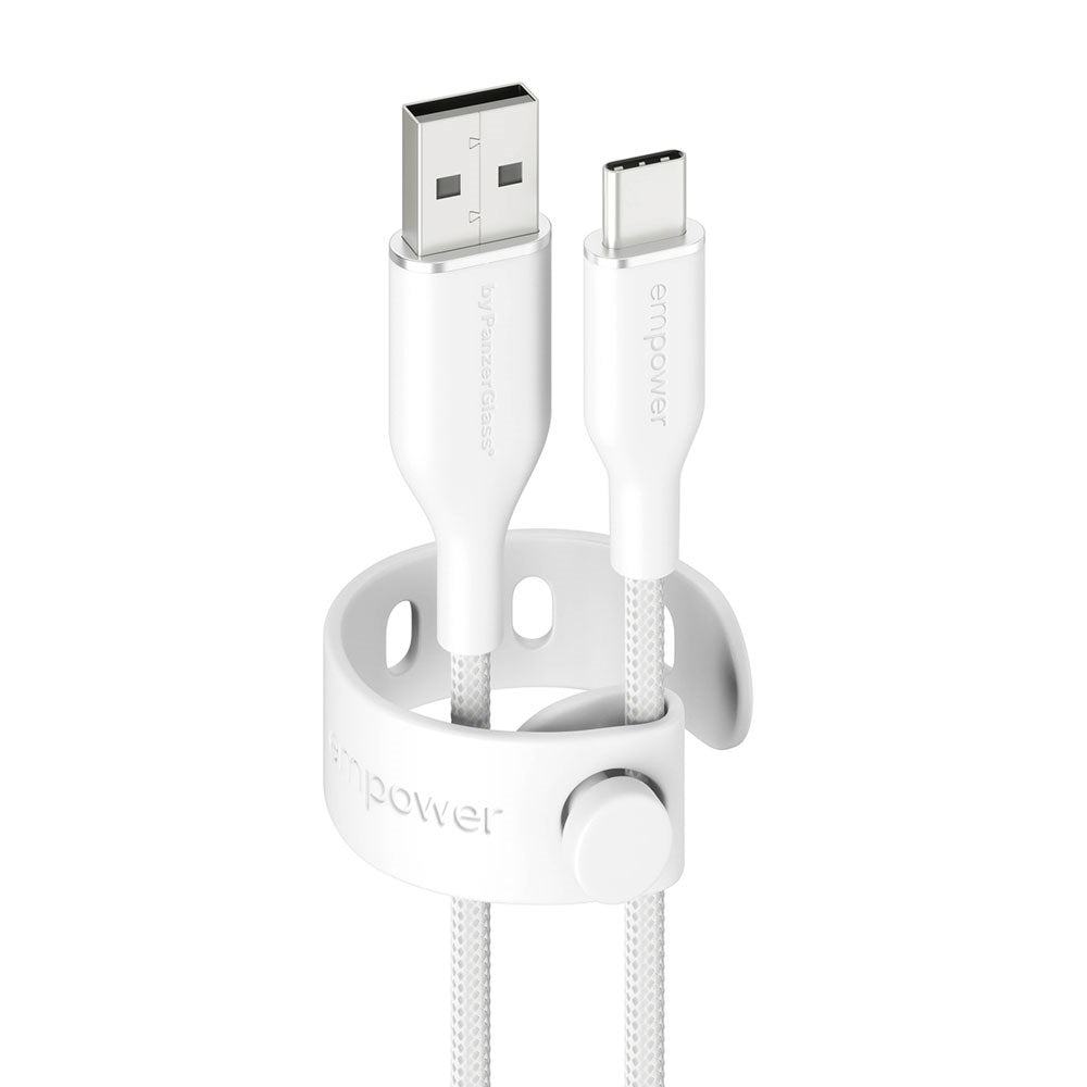empower by PanzerGlass Racing 60W USB-A til USB-C Kabel – 1.2m – Silver White
